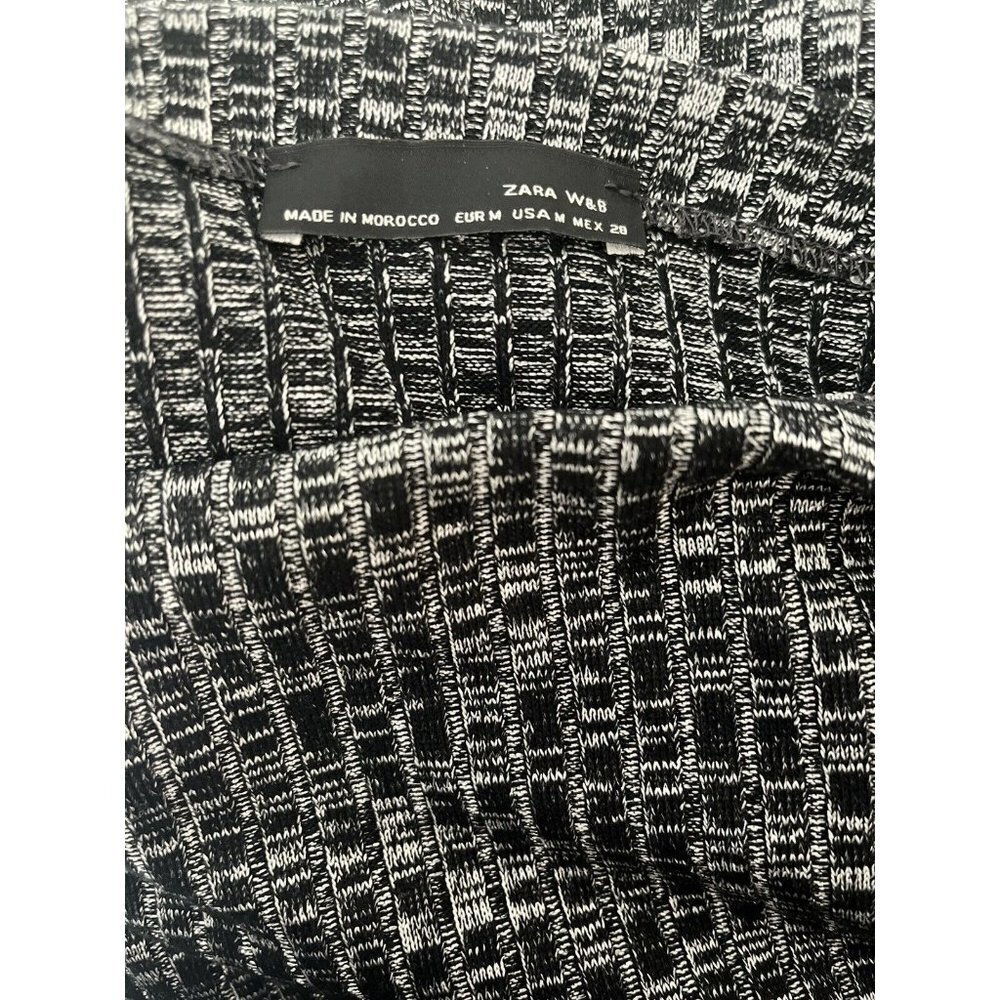 Zara Women's size medium top boat neck side vents New knit black & gray - Picture 5 of 6